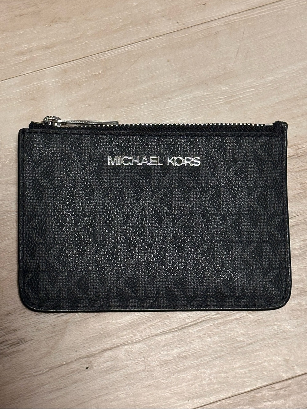 Michael Kors Black Zip Card Holder W/ Key Ring